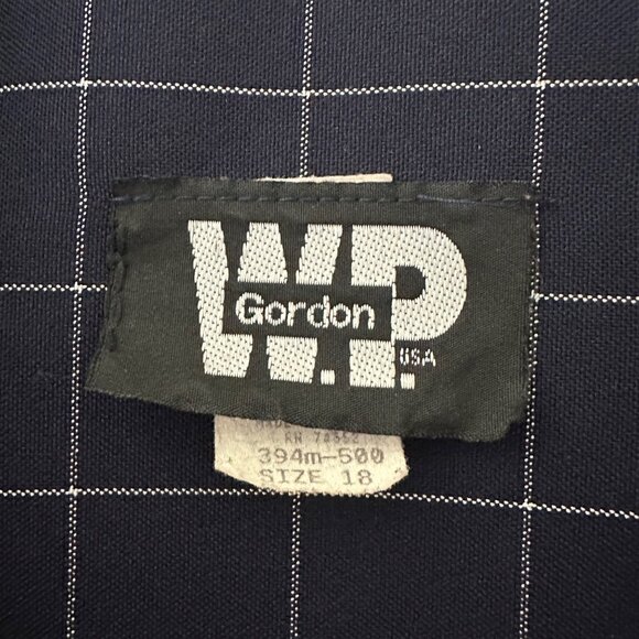 Vintage W.P. Gordon Navy Blue Windowpane Plaid Short Sleeve Blazer Jacket Size 1 - Picture 3 of 6